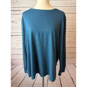 Lane Bryant Sparkle‎ Shirt plus size 14 16 Curved Hem Tee Blue T-Shirt Tunic Top